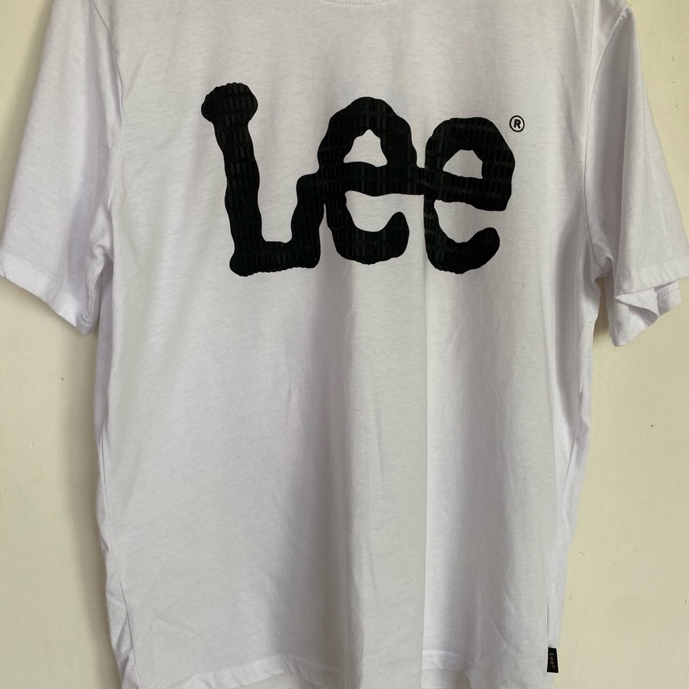 Lee Men's White Logo T‑Shirt with Black Print Size M